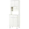 HOMCOM 71"H Freestanding Kitchen Pantry, Buffet with Hutch, Microwave Stand with Storage Cabinet, White