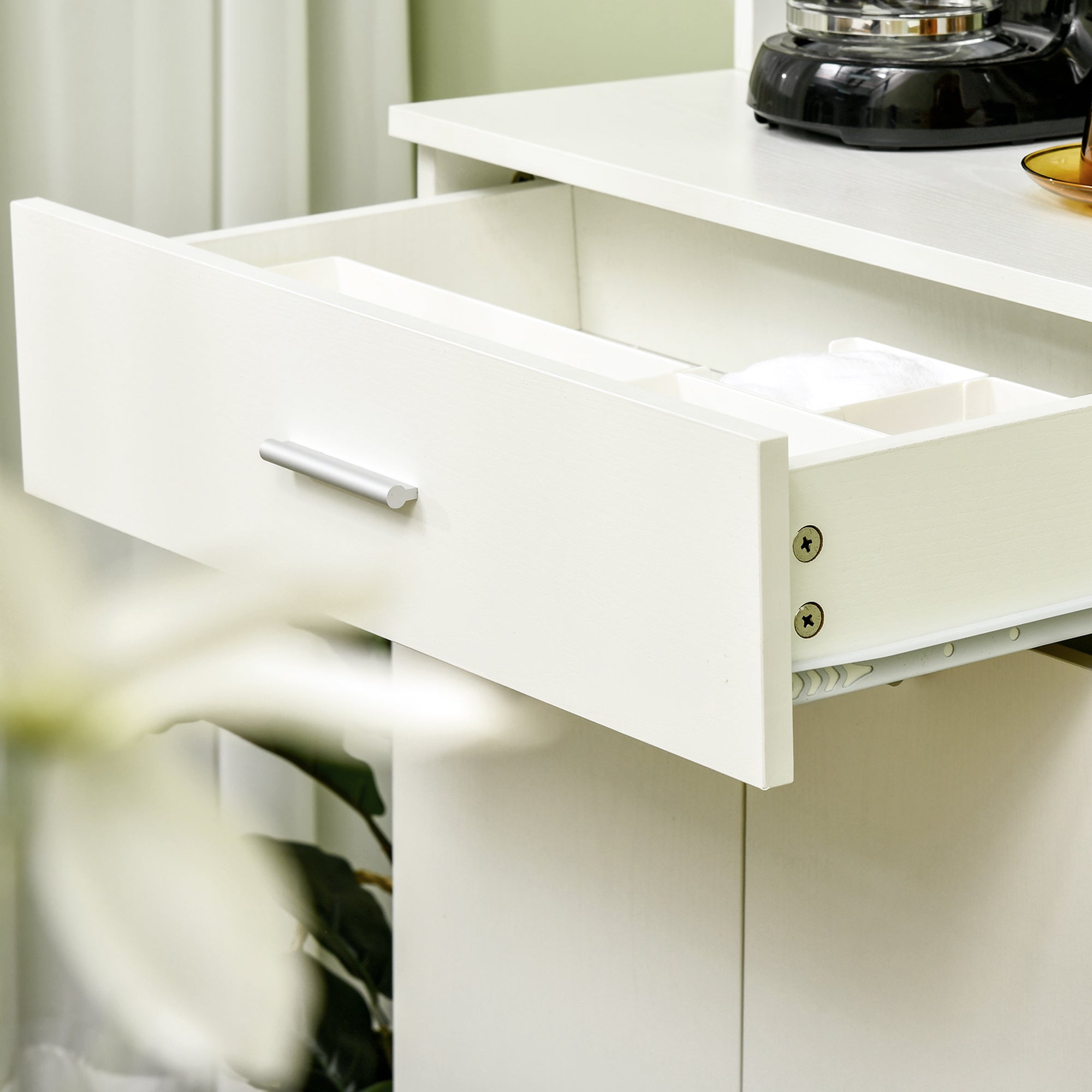 HOMCOM 71"H Freestanding Kitchen Pantry, Buffet with Hutch, Microwave Stand with Storage Cabinet, White