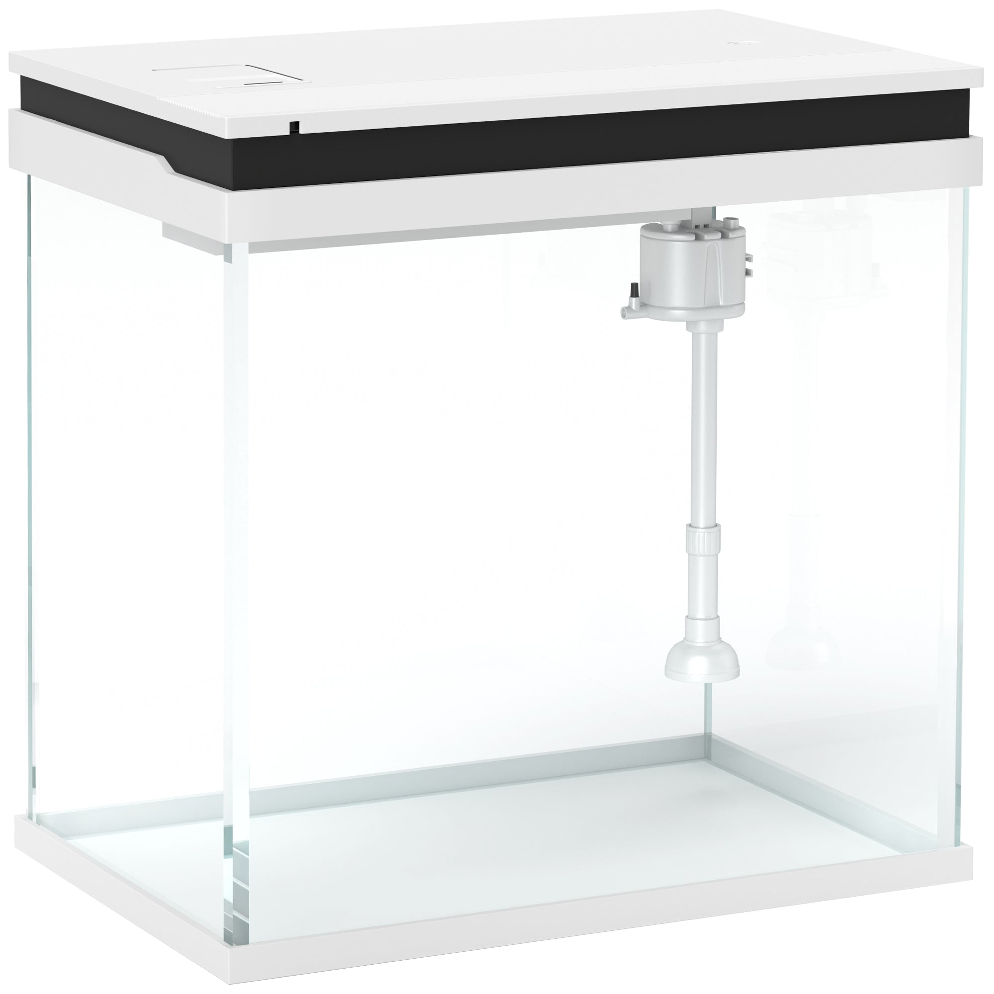 PawHut Fish Tank, 26L Glass Aquarium with Filter System, LED Lights, Water Pump, Betta Fish Tank for Goldfish, Shrimps, White