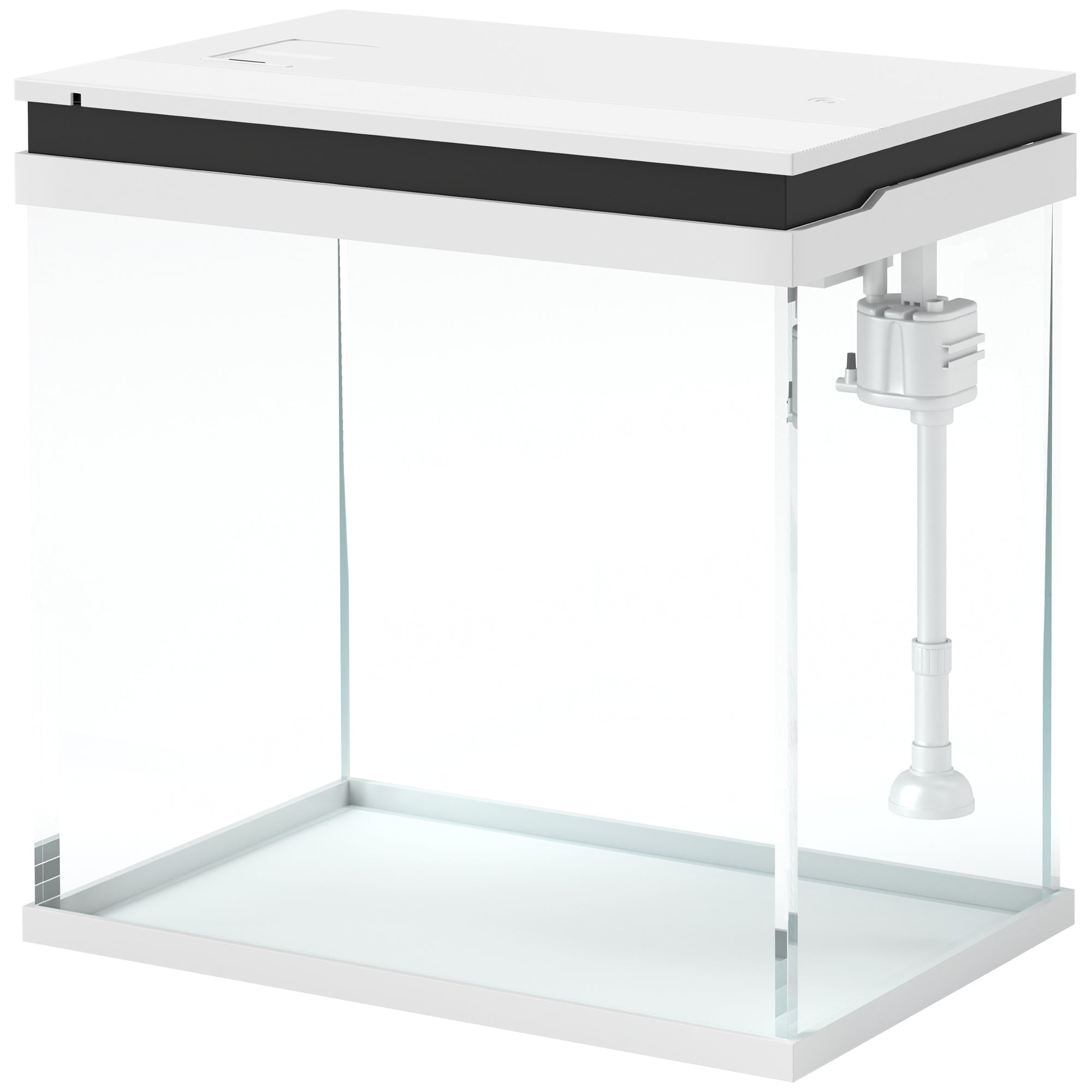 PawHut Fish Tank, 26L Glass Aquarium with Filter System, LED Lights, Water Pump, Betta Fish Tank for Goldfish, Shrimps, White