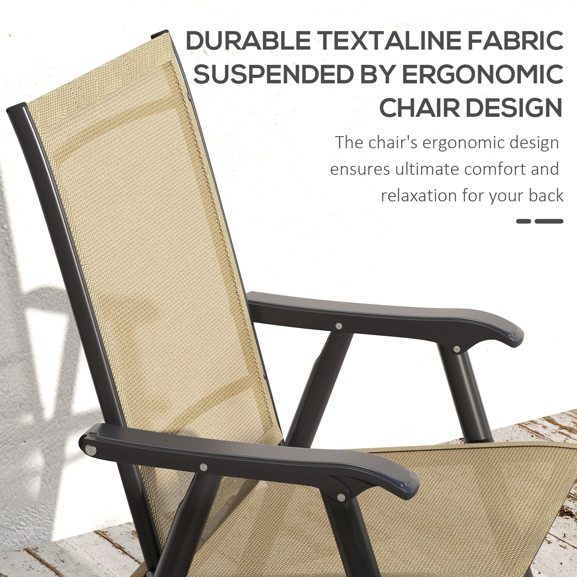 Outsunny 4-Piece Folding Dining Chair Set for Relaxing on Patio, Balcony, or Garden, Comfortable Outdoor Furniture with Armrests, Light Mixed Brown