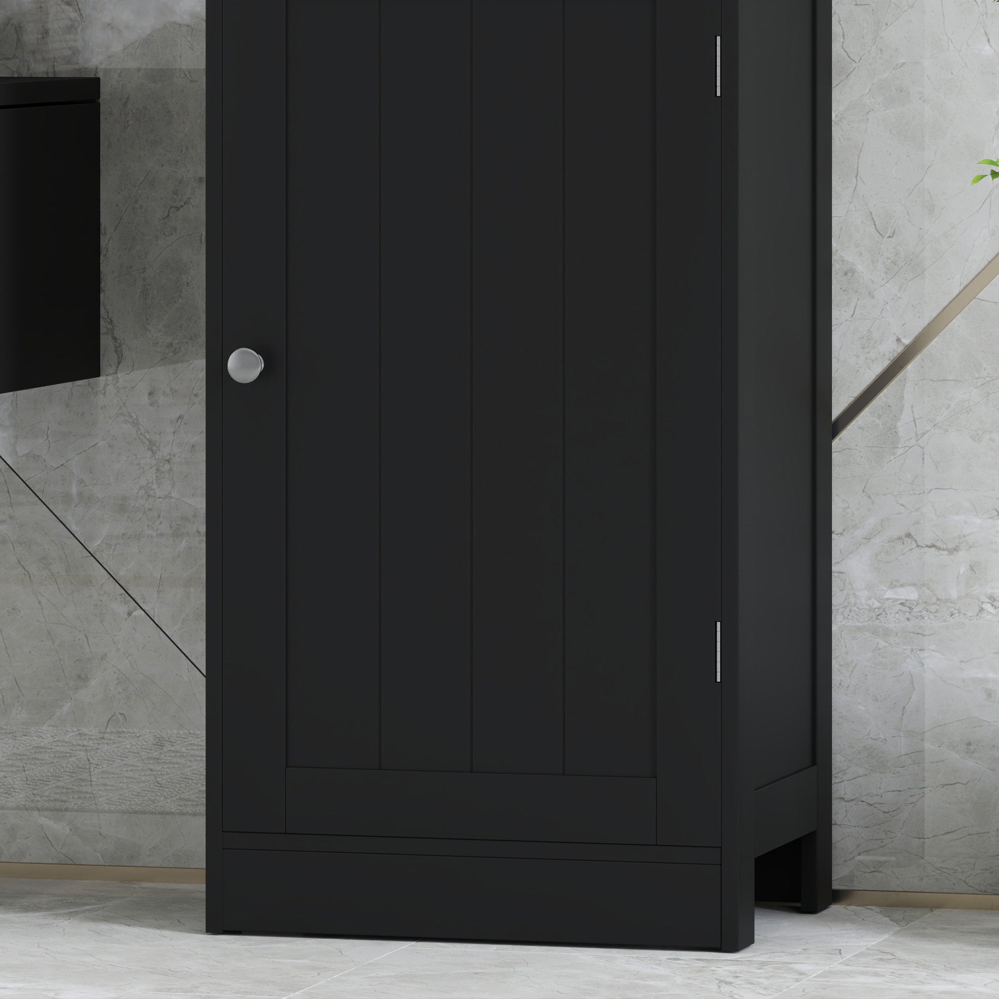 kleankin Bathroom Storage Cabinet with 3-tier Shelf Drawer, Floor Cabinet Free Standing Linen Tower Tall Slim Side Organizer Shelves, Black