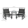 Outsunny Outdoor Glider Bench with Coffee Table, Patio 2-Seat Rocking Chair Swing Loveseat with Breathable Sling for Backyard Garden Porch, Black