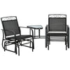 Outsunny Outdoor Glider Bench with Coffee Table, Patio 2-Seat Rocking Chair Swing Loveseat with Breathable Sling for Backyard Garden Porch, Black