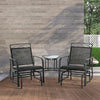 Outsunny Outdoor Glider Bench with Coffee Table, Patio 2-Seat Rocking Chair Swing Loveseat with Breathable Sling for Backyard Garden Porch, Black