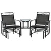 Outsunny Outdoor Glider Bench with Coffee Table, Patio 2-Seat Rocking Chair Swing Loveseat with Breathable Sling for Backyard Garden Porch, Black