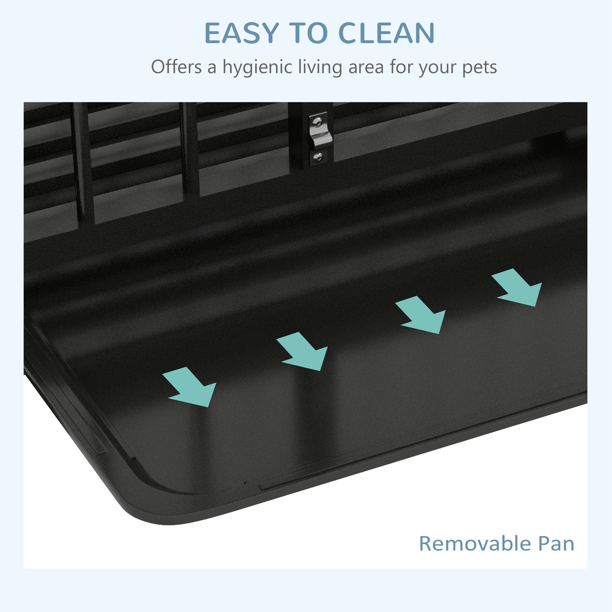 PawHut 37" Heavy Duty Dog Crate, Foldable Dog Cage on Wheels with Double Locks, Removable Tray, Openable Top, Double Doors, Indoor Outdoor Use, for Small and Medium Dogs - Black