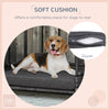PawHut Wicker Dog House Raised Rattan Dog Cat Bed for Indoor Outdoor Garden Patio Pet Sofa with Cushion Medium Sized Pet Grey
