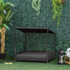PawHut Wicker Dog House Raised Rattan Dog Cat Bed for Indoor Outdoor Garden Patio Pet Sofa with Cushion Medium Sized Pet Grey