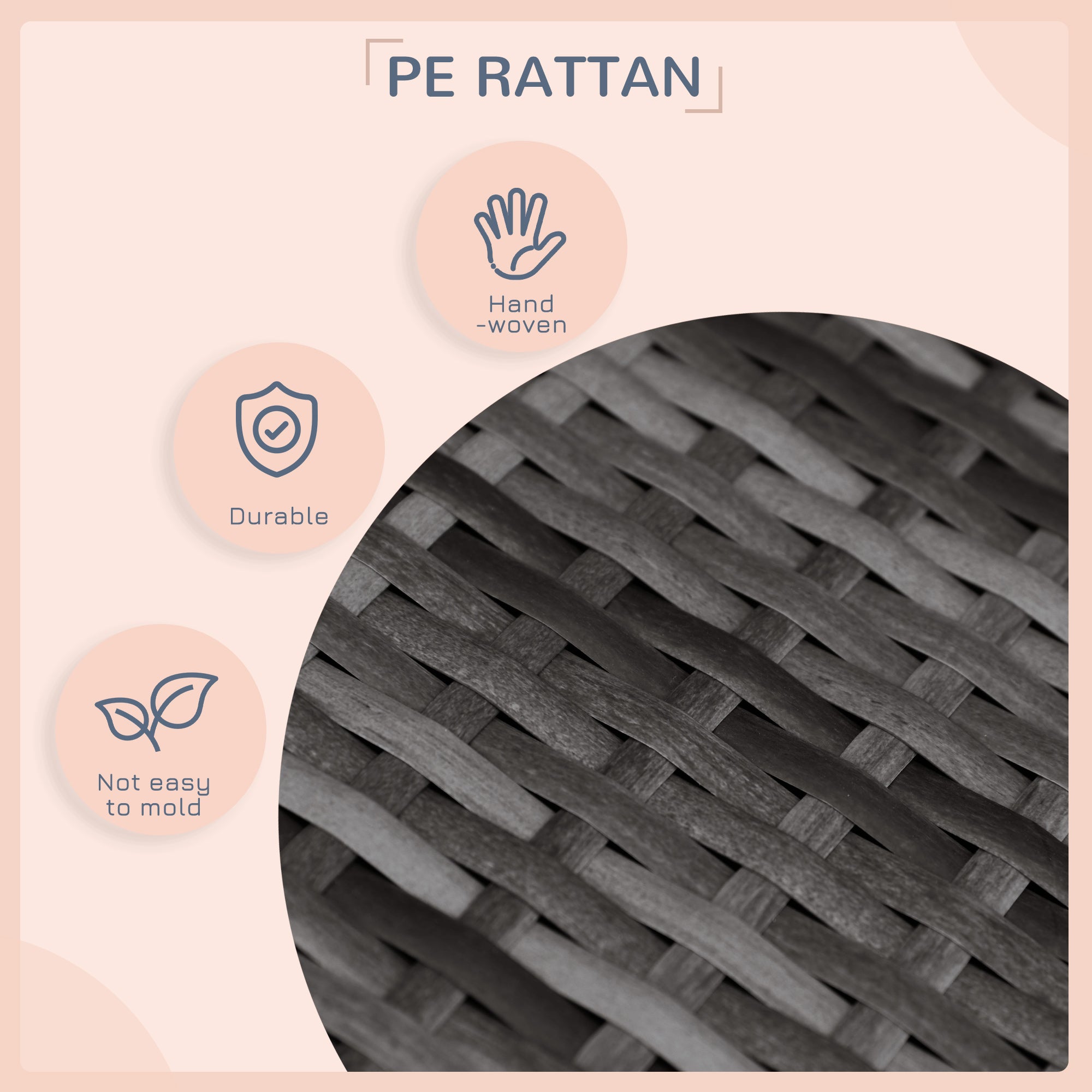 PawHut Wicker Dog House Raised Rattan Dog Cat Bed for Indoor Outdoor Garden Patio Pet Sofa with Cushion Medium Sized Pet Grey