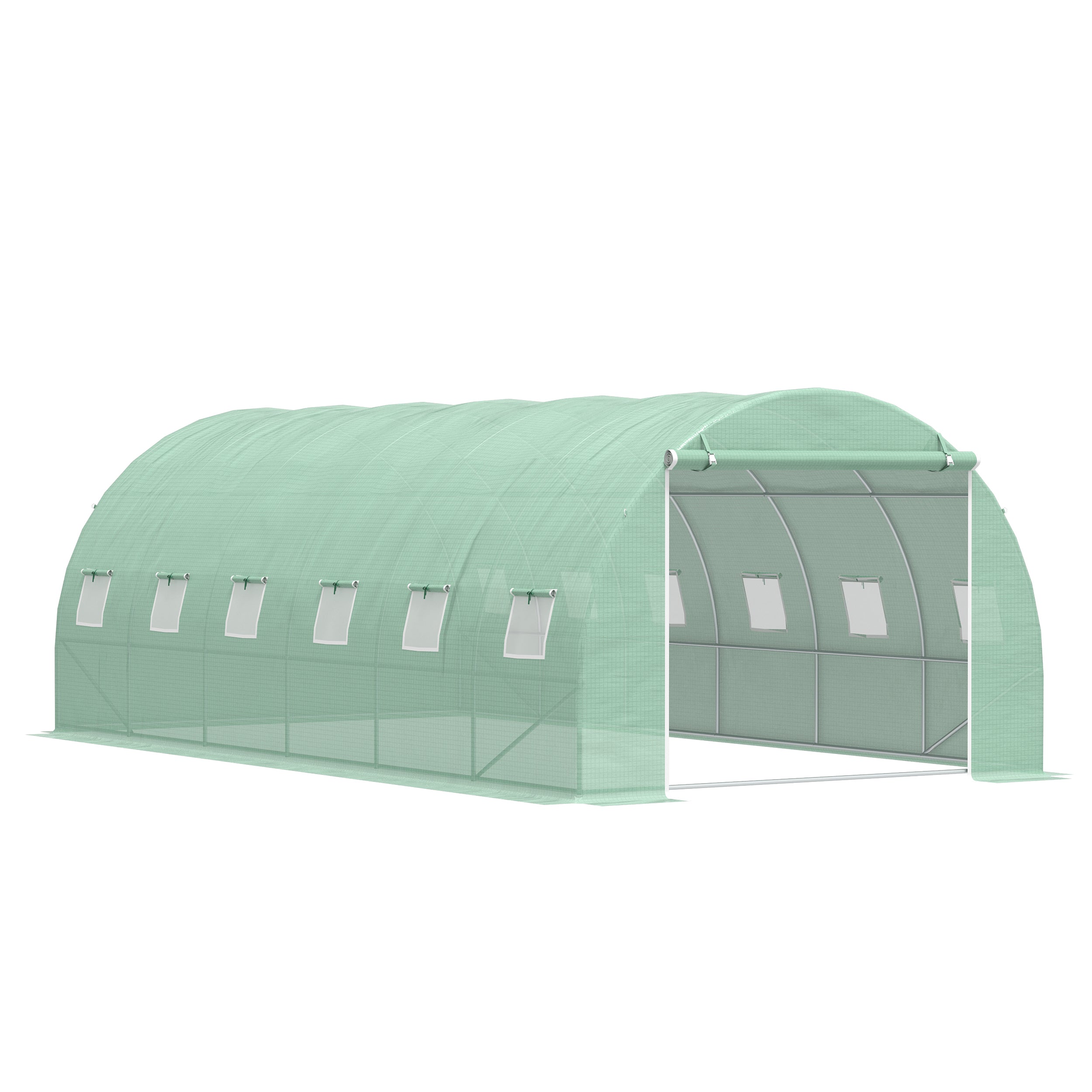 Outsunny 20' x 10' x 6.6' Large Walk-in Greenhouse Garden Plant Seed Growing Tent Tunnel Shed with Windows and Door Green