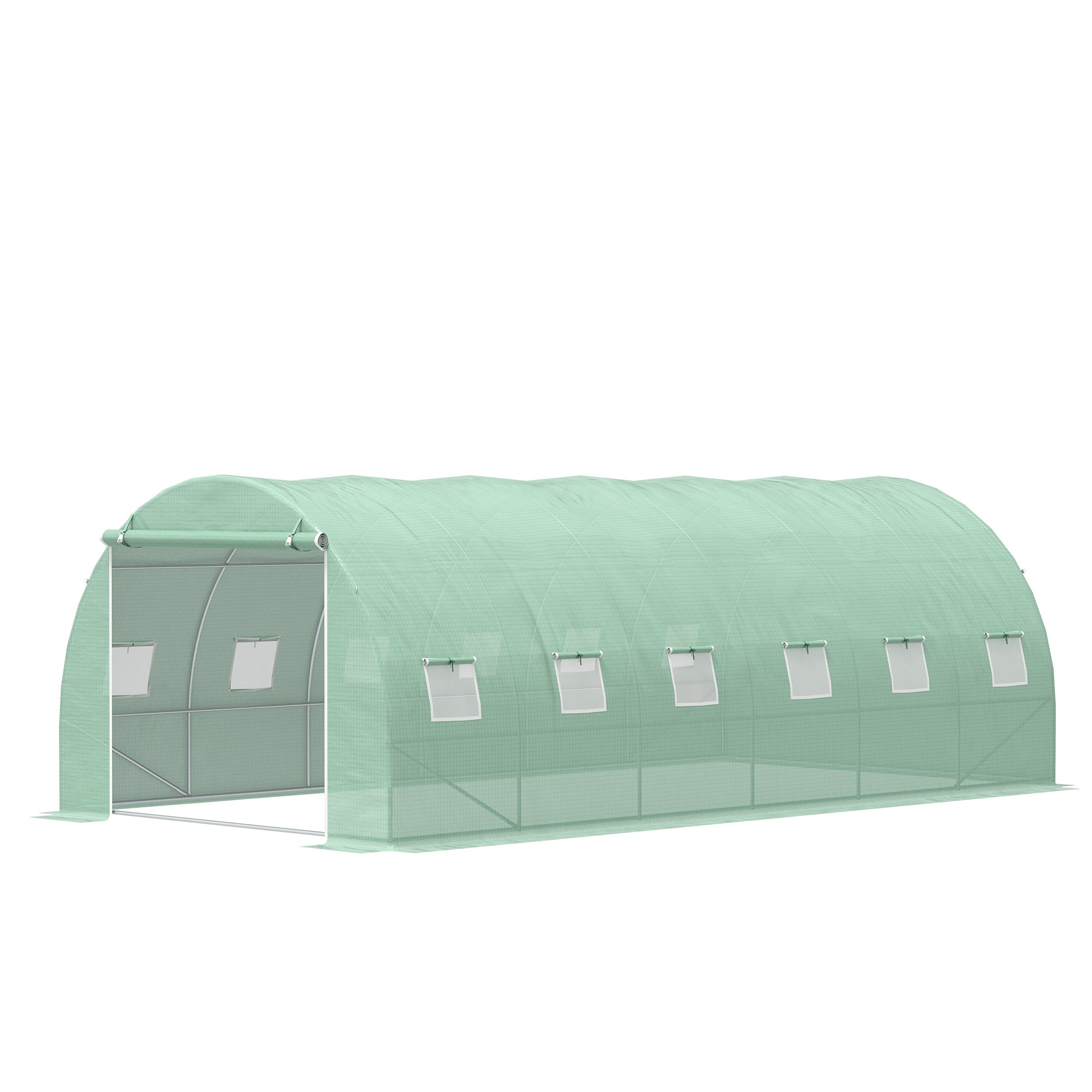 Outsunny 20' x 10' x 6.6' Large Walk-in Greenhouse Garden Plant Seed Growing Tent Tunnel Shed with Windows and Door Green
