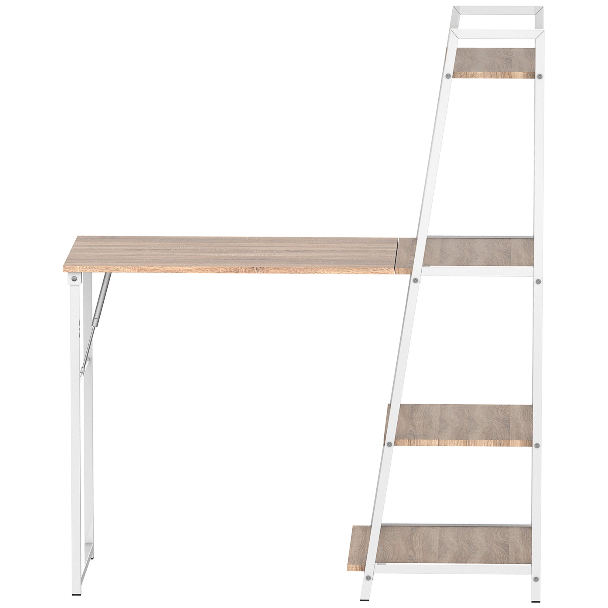 HOMCOM Computer Desk with Storage Sheves and Foldable Tabletop, Writing Desk for Home Office and Study, White, Natural