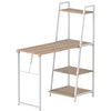 HOMCOM Computer Desk with Storage Sheves and Foldable Tabletop, Writing Desk for Home Office and Study, White, Natural