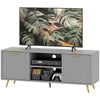 HOMCOM TV Stand with Storage for 55 Inch TV, Modern TV Table with 2 Open Shelves and 2 Cabinets, TV Console for Living Room, Grey
