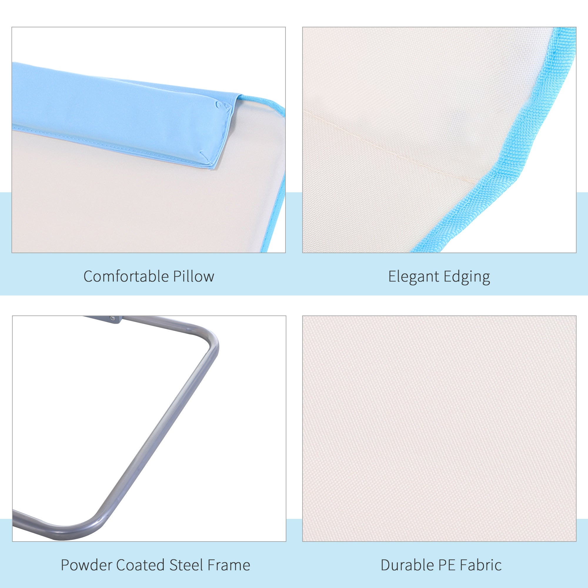 Outsunny 2 Pieces Outdoor Beach Lounge Chair, Patio Steel Folding Chaise Lounge Set w/ Pillow for Sunbath, Snap, Beige