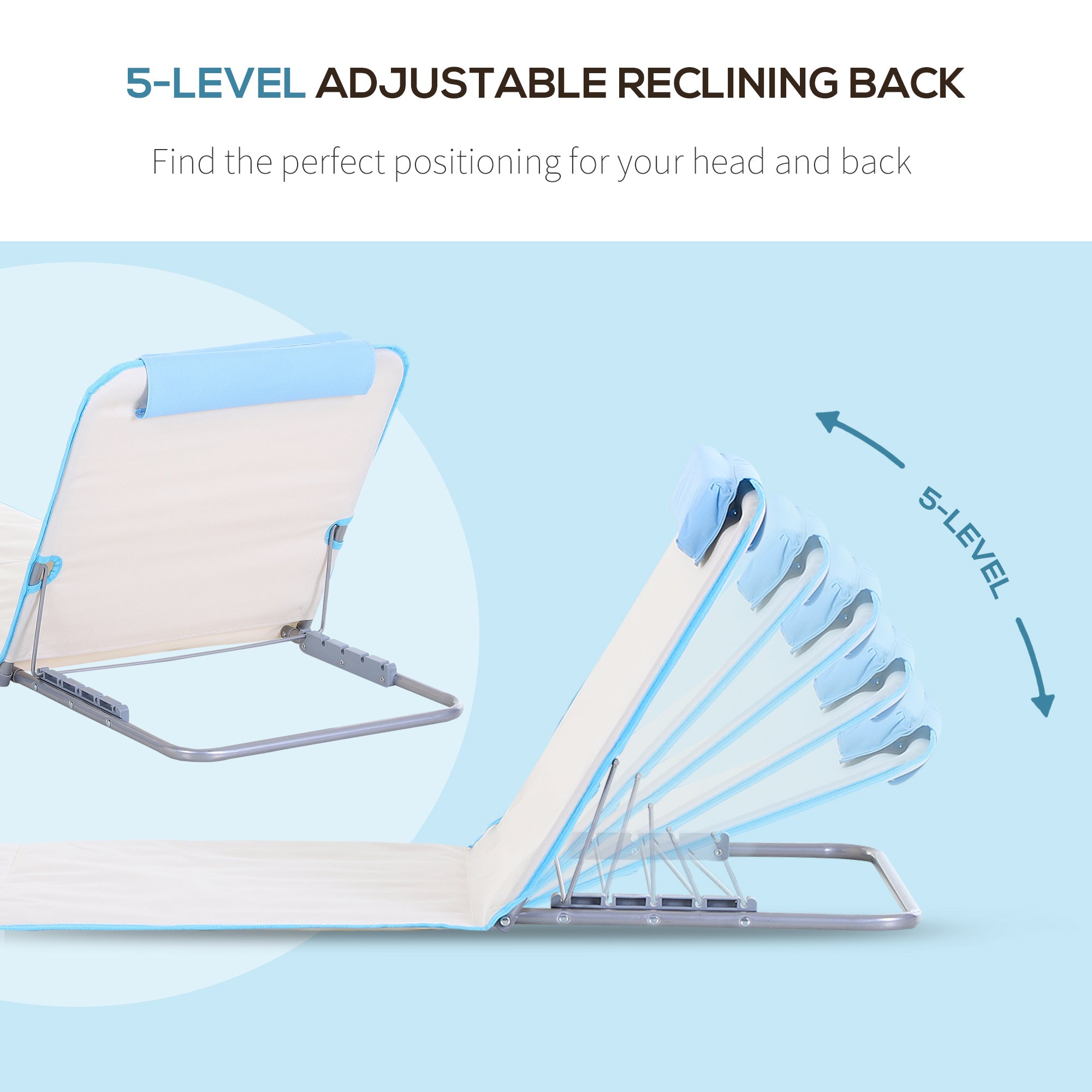 Outsunny 2 Pieces Outdoor Beach Lounge Chair, Patio Steel Folding Chaise Lounge Set w/ Pillow for Sunbath, Snap, Beige