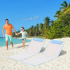 Outsunny 2 Pieces Outdoor Beach Lounge Chair, Patio Steel Folding Chaise Lounge Set w/ Pillow for Sunbath, Snap, Beige
