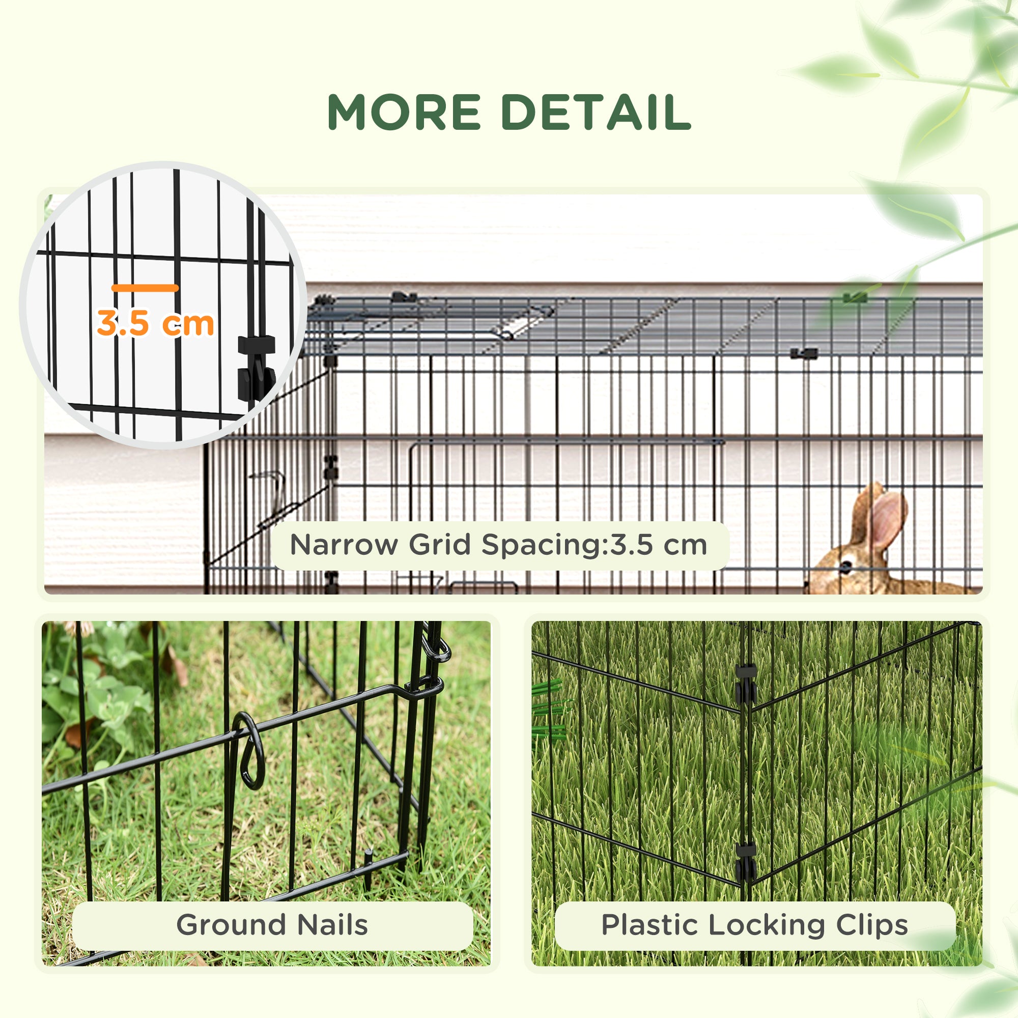 PawHut 87" Small Animal Cage, Pet Playpen for Chicken, Rabbits, Chinchillas, Outdoor Small Animal Playpen with Flat Roof, Green