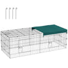 PawHut 87" Small Animal Cage, Pet Playpen for Chicken, Rabbits, Chinchillas, Outdoor Small Animal Playpen with Flat Roof, Green