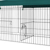 PawHut 87" Small Animal Cage, Pet Playpen for Chicken, Rabbits, Chinchillas, Outdoor Small Animal Playpen with Flat Roof, Green
