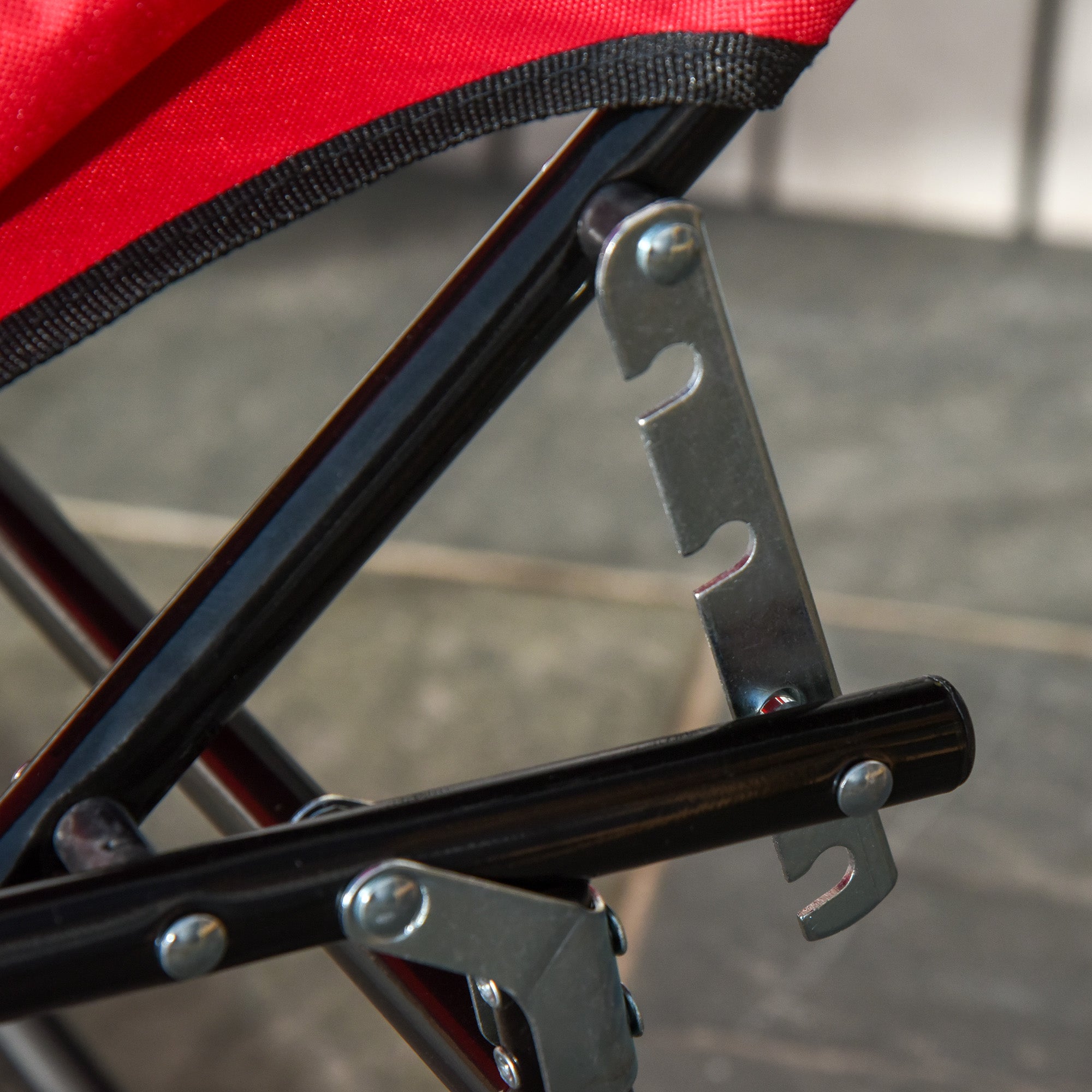 Outsunny Adjustable Outdoor Lounge Chair, Garden Folding Chaise Lounge w/ Reading Hole Reclining Tanning Chair Seat, Folding Camping Beach Lounging Bed with Support Pillow, Red