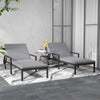 Outsunny 2 Piece Wicker Chaise Lounger PE Rattan Outdoor Lounge Chair Garden Chair Recliner with 5-Level Adjustable Backrest and 2 Wheels, Grey