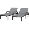 Outsunny 2 Piece Wicker Chaise Lounger PE Rattan Outdoor Lounge Chair Garden Chair Recliner with 5-Level Adjustable Backrest and 2 Wheels, Grey