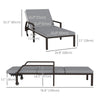 Outsunny 2 Piece Wicker Chaise Lounger PE Rattan Outdoor Lounge Chair Garden Chair Recliner with 5-Level Adjustable Backrest and 2 Wheels, Grey