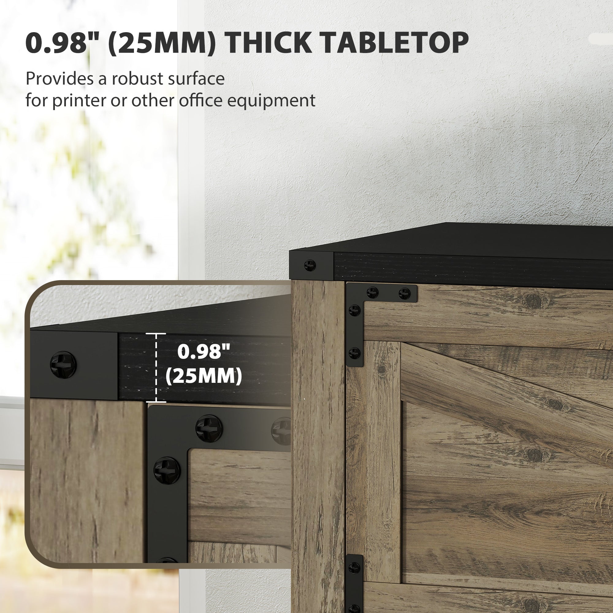 HOMCOM File Cabinet with 2 Drawers, Farmhouse Lateral Filing Cabinet with Adjustable Hanging Bars for Letter, A4 and Legal Size, Printer Stand for Home Office, Grey Wash