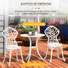 Outsunny 3 Pieces Bistro Set, Patio Table and Chairs with Cast Aluminum Frame for Garden, Balcony, Porch, White