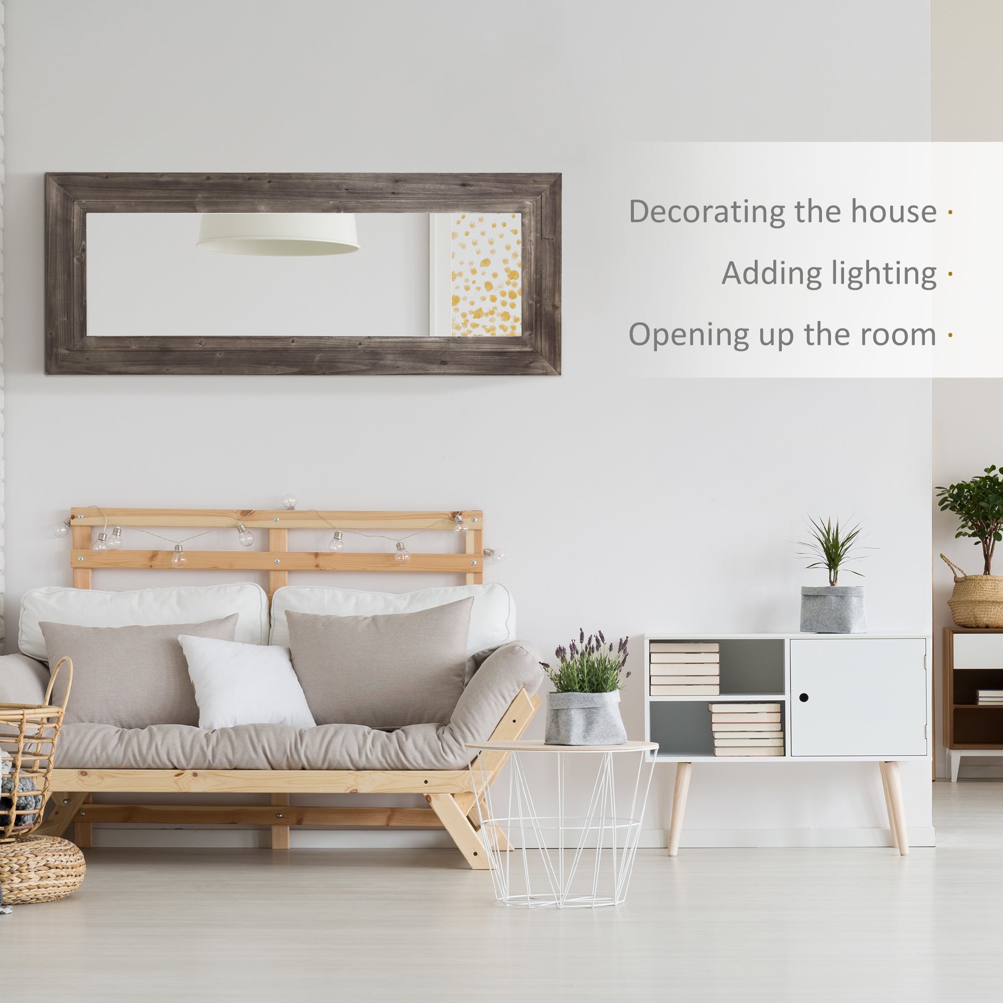 HOMCOM 59" x 23.5" Farmhouse Full Length Mirror, Wall Mount and Leaner Floor Mirror, Vertical and Horizontal for Bedroom, Dark Brown