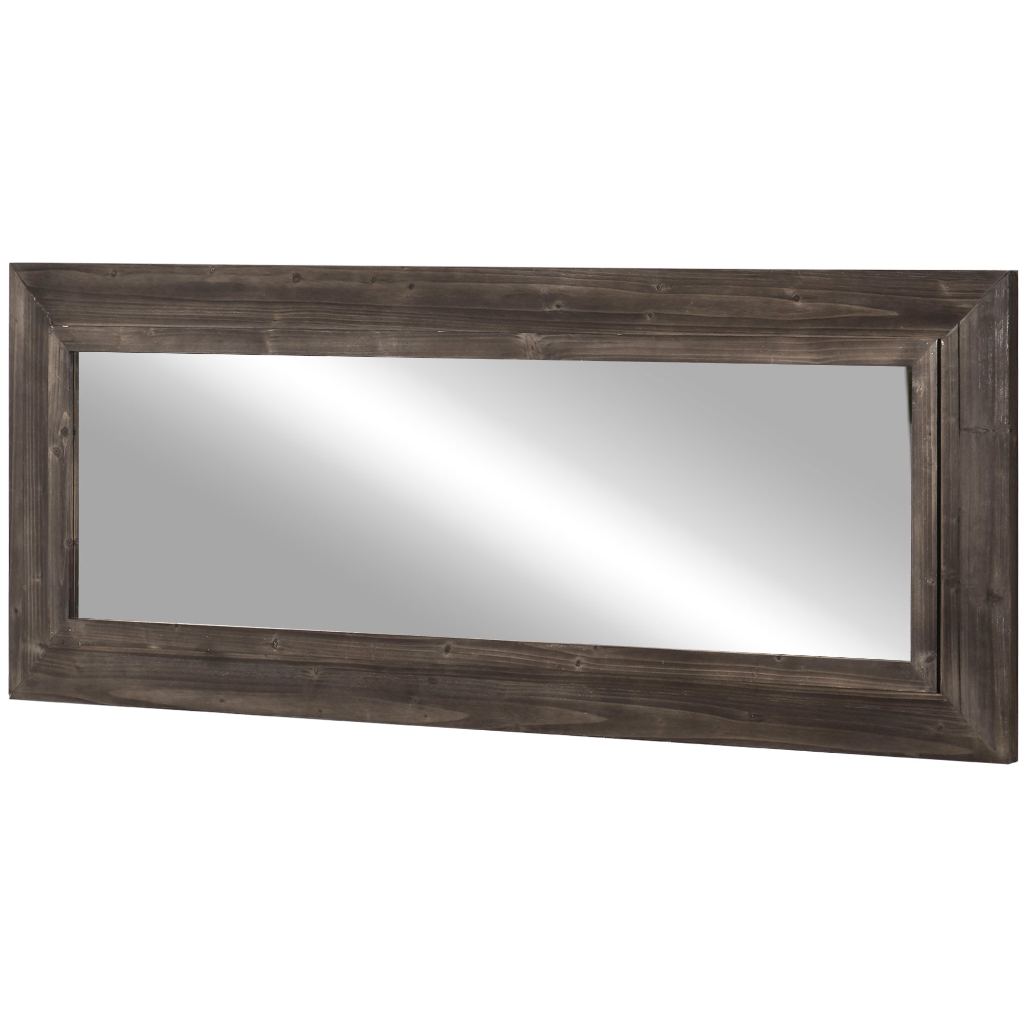 HOMCOM 59" x 23.5" Farmhouse Full Length Mirror, Wall Mount and Leaner Floor Mirror, Vertical and Horizontal for Bedroom, Dark Brown