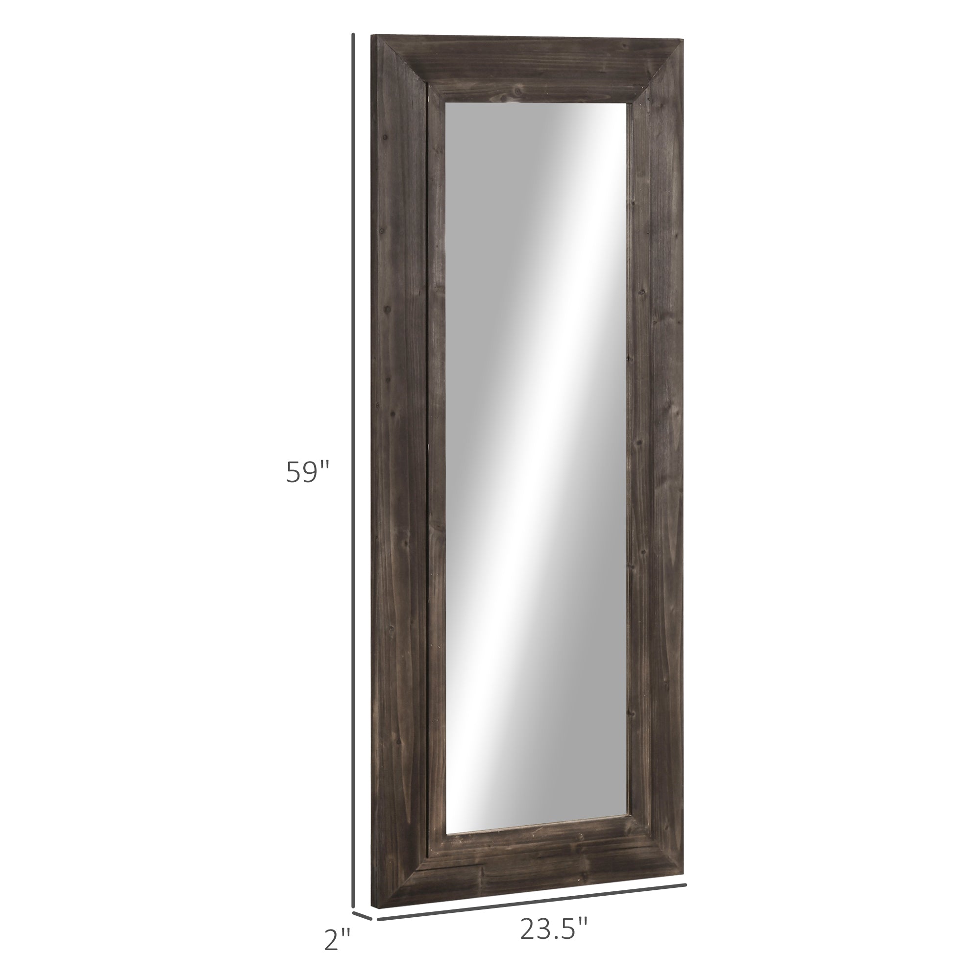 HOMCOM 59" x 23.5" Farmhouse Full Length Mirror, Wall Mount and Leaner Floor Mirror, Vertical and Horizontal for Bedroom, Dark Brown