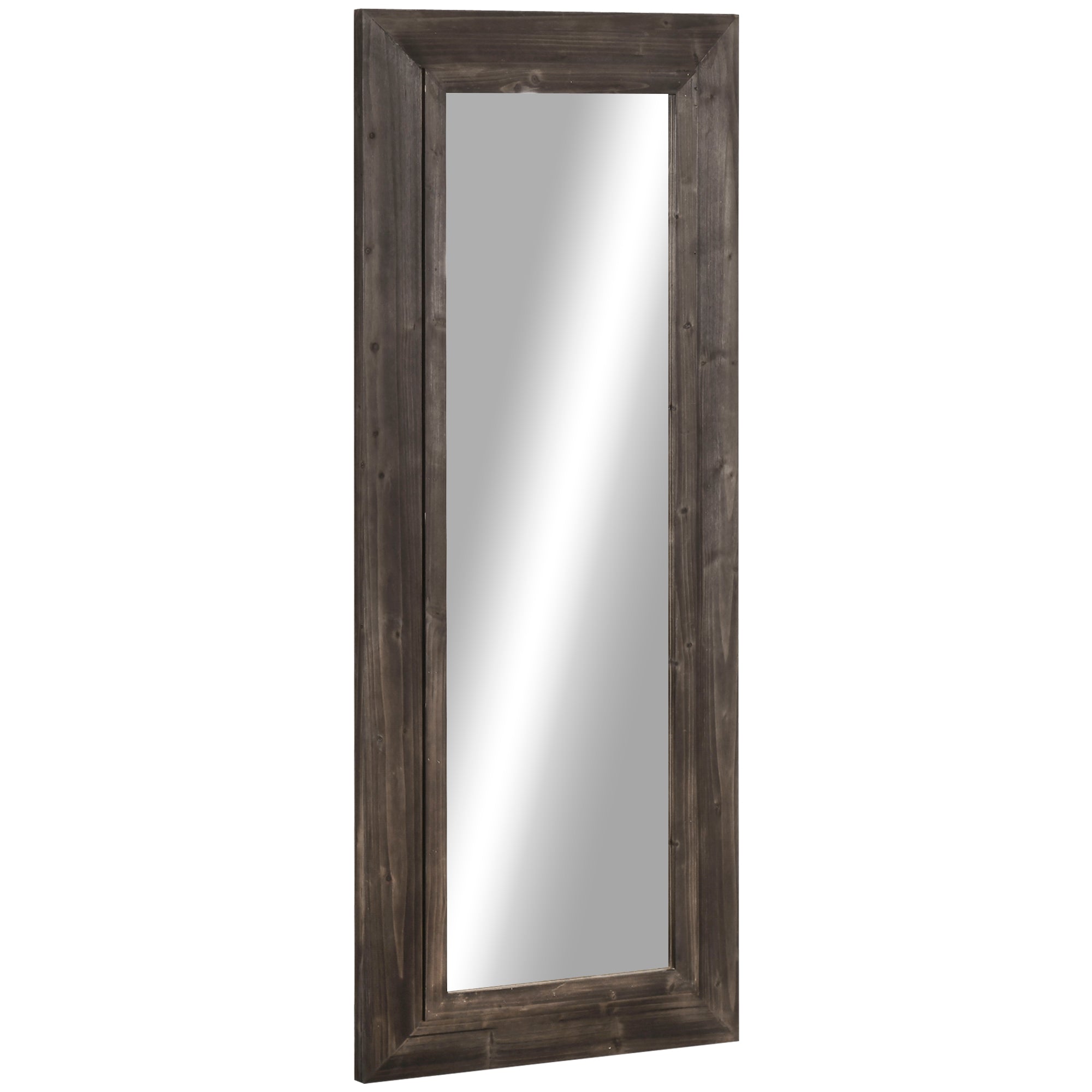HOMCOM 59" x 23.5" Farmhouse Full Length Mirror, Wall Mount and Leaner Floor Mirror, Vertical and Horizontal for Bedroom, Dark Brown