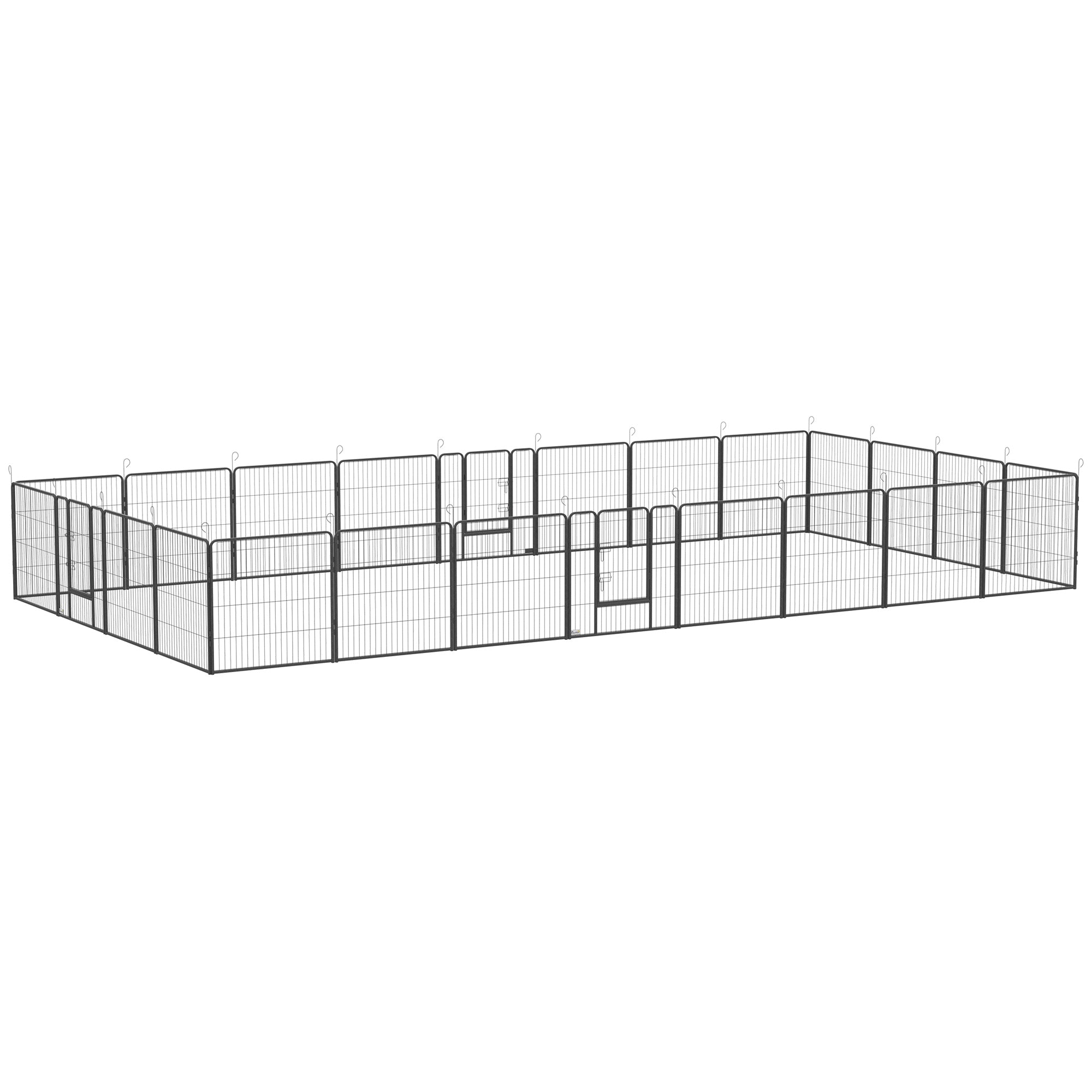 PawHut Dog Playpen, Heavy-duty Metal Puppy Play Pen, Pet Exercise Fences for Outside and Indoor, DIY Design with Door for Multiple Dogs, 24 Panels, 31"H