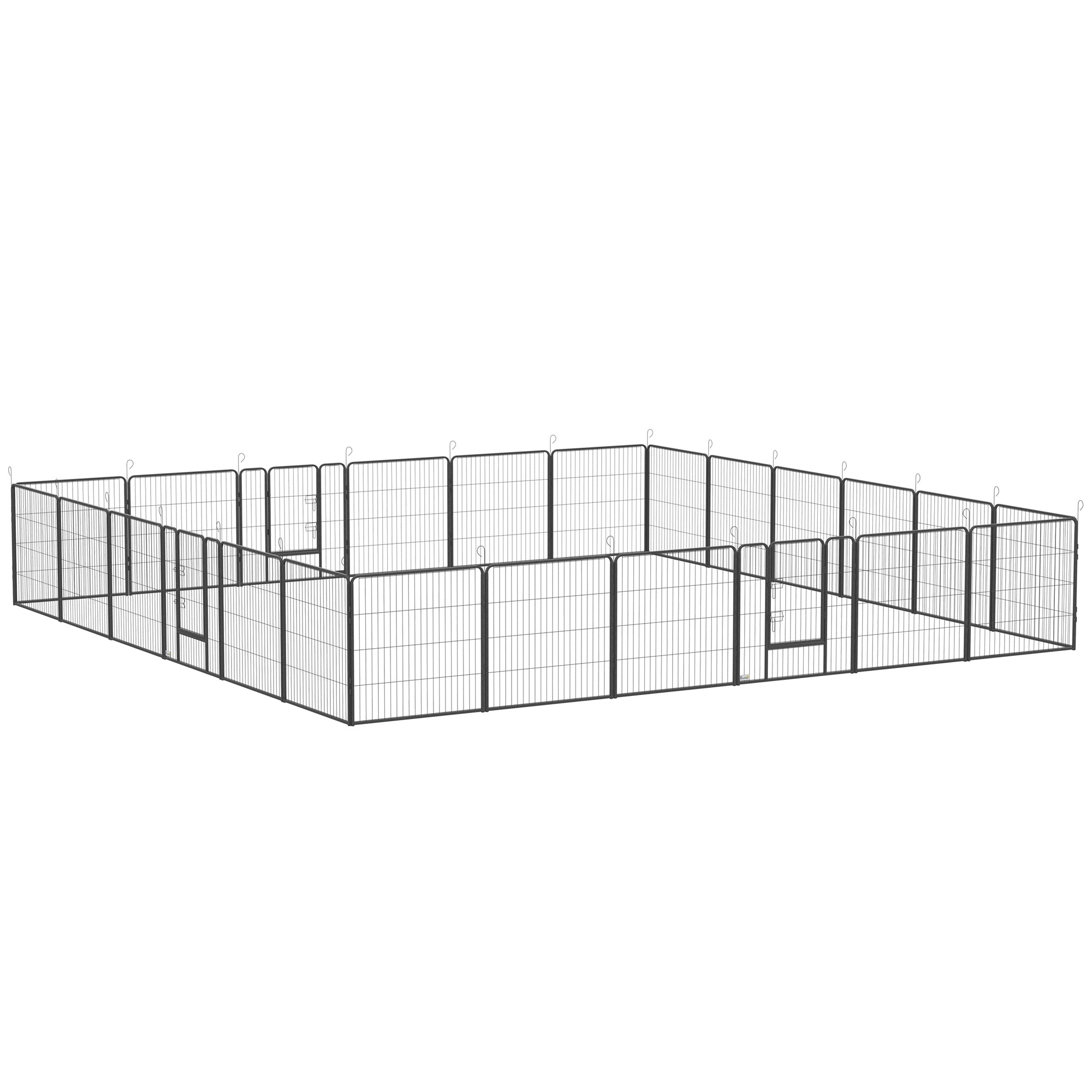 PawHut Dog Playpen, Heavy-duty Metal Puppy Play Pen, Pet Exercise Fences for Outside and Indoor, DIY Design with Door for Multiple Dogs, 24 Panels, 31"H