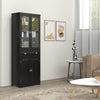 HOMCOM 63" Kitchen Pantry Cabinet, Freestanding Kitchen Pantry Storage Cabinet with Glass Doors, Drawer and Adjustable Shelves, Black