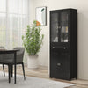 HOMCOM 63" Kitchen Pantry Cabinet, Freestanding Kitchen Pantry Storage Cabinet with Glass Doors, Drawer and Adjustable Shelves, Black