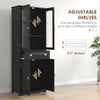 HOMCOM 63" Kitchen Pantry Cabinet, Freestanding Kitchen Pantry Storage Cabinet with Glass Doors, Drawer and Adjustable Shelves, Black