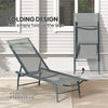 Outsunny Folding Outdoor Lounge Chair Set of 2, 5-Level Adjustable Outdoor Chaise Lounge Chair, Patio Sun Tanning Chair with Mesh Seat for Backyard, Beach, Poolside, Light Grey