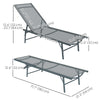 Outsunny Folding Outdoor Lounge Chair Set of 2, 5-Level Adjustable Outdoor Chaise Lounge Chair, Patio Sun Tanning Chair with Mesh Seat for Backyard, Beach, Poolside, Light Grey