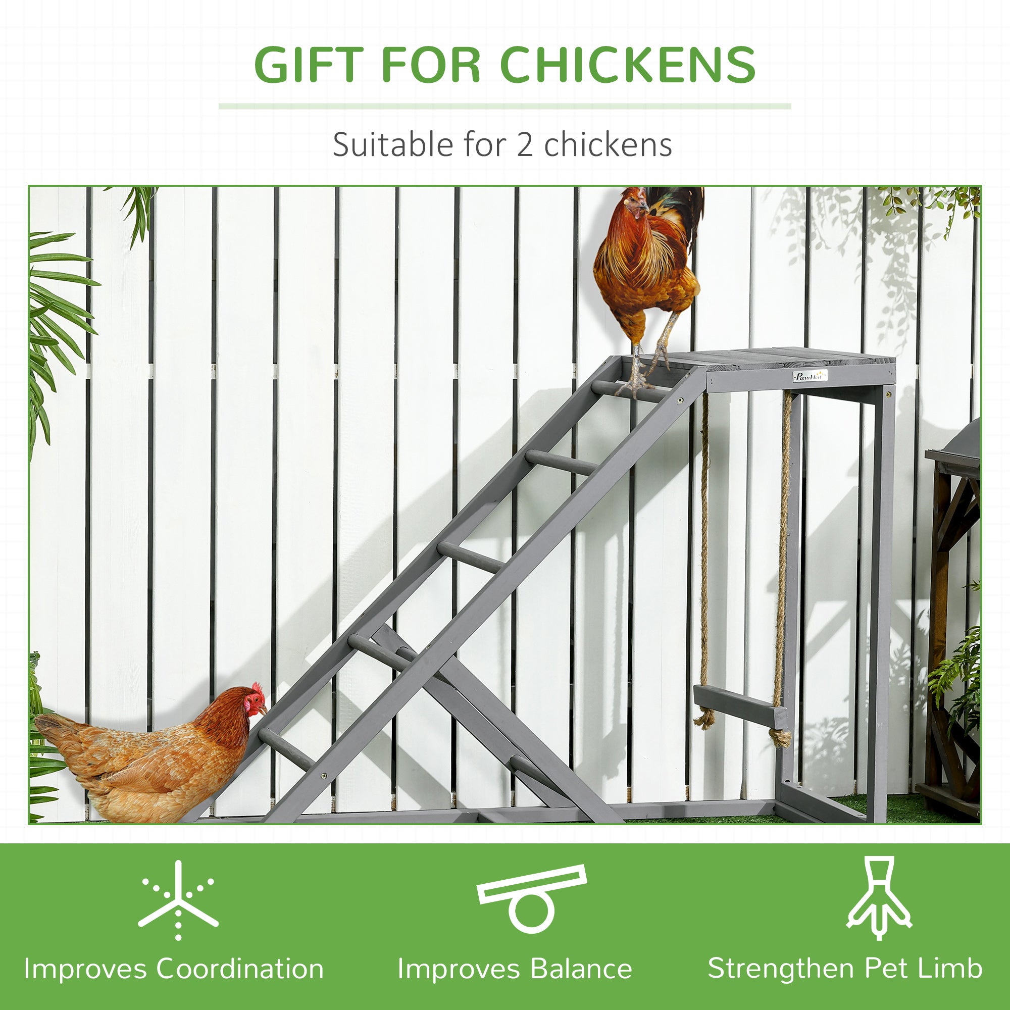 PawHut Walk-In Chicken Run, Galvanised Chicken Coop with Chicken Activity Shelf, Outdoor Hen Poultry House Cage Rabbit Hutch Garden with UV-resistant and Water-Resistant Cover, 3 x 2 x 2m