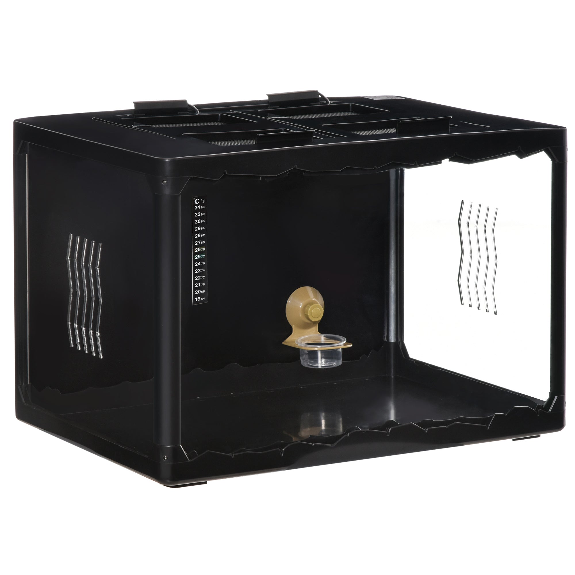 PawHut Reptile Terrarium Insect Breeding Tank Vivarium Habitats with Thermometer Lamp Holders Hanging Basin for Lizards, Horned Frogs, Snakes, Spiders 60 x 40 x 40.5cm