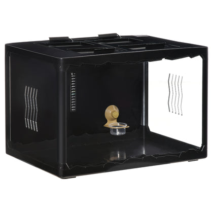 PawHut Reptile Terrarium Insect Breeding Tank Vivarium Habitats with Thermometer Lamp Holders Hanging Basin for Lizards, Horned Frogs, Snakes, Spiders 60 x 40 x 40.5cm