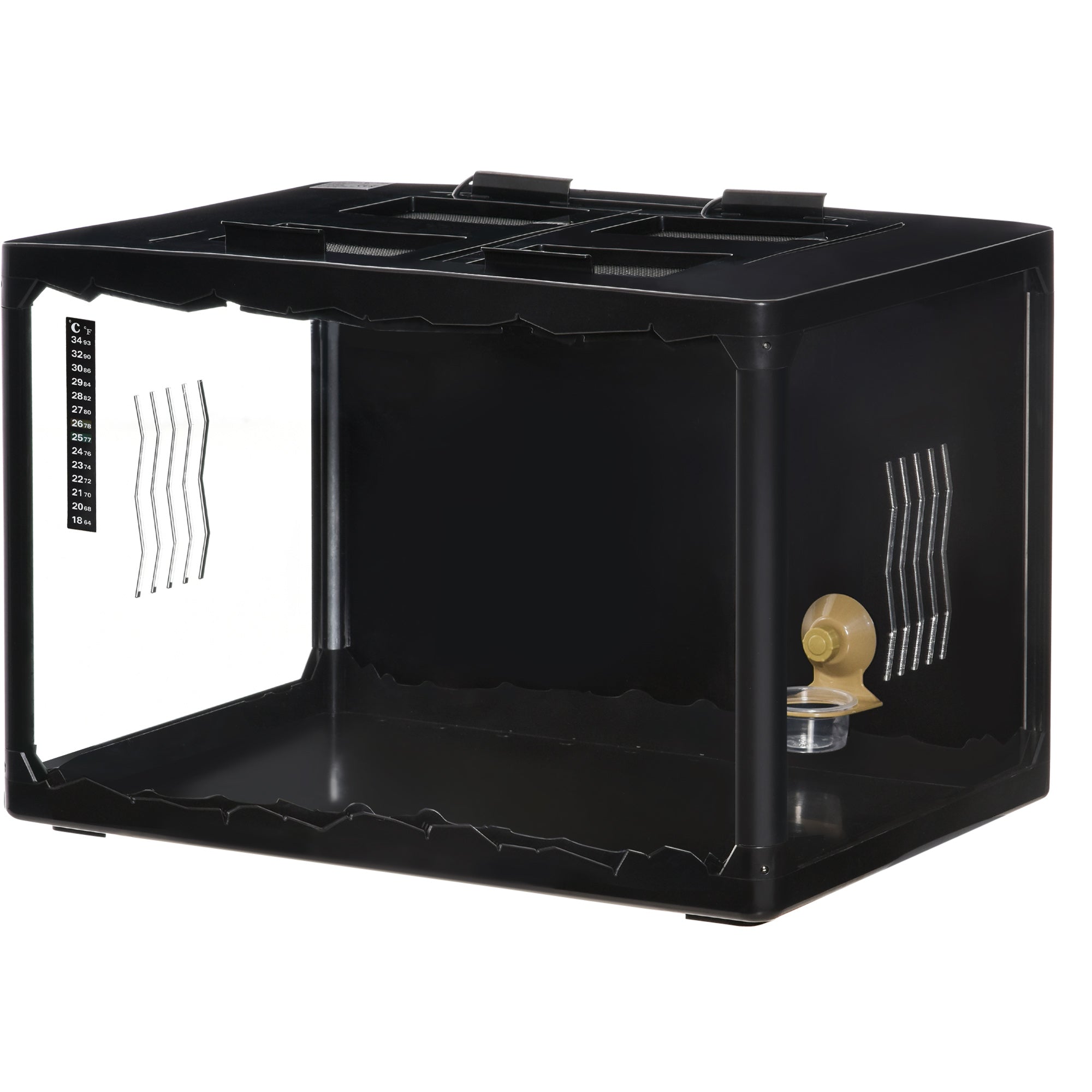 PawHut Reptile Terrarium Insect Breeding Tank Vivarium Habitats with Thermometer Lamp Holders Hanging Basin for Lizards, Horned Frogs, Snakes, Spiders 60 x 40 x 40.5cm