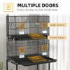 PawHut Birdcage for Canaries, Lovebirds Finches, Budgie Cage with Wheels, Removable Tray, Bottom Mesh Panel, Wooden Perches, Swing, Ramp, Food Containers, 30" L x 18" W x 65" H