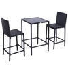 Outsunny 3 Pieces Patio Bar Set Wicker Rattan Garden Deck Bistro Set Barstool and Table Outdoor Furniture for Patios Backyards Balcony Gardens Poolside, Black