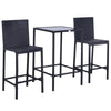 Outsunny 3 Pieces Patio Bar Set Wicker Rattan Garden Deck Bistro Set Barstool and Table Outdoor Furniture for Patios Backyards Balcony Gardens Poolside, Black