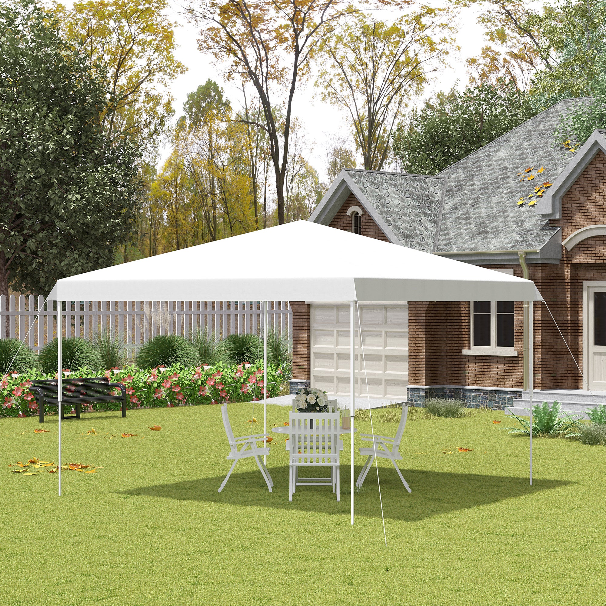 Outsunny 13' x 13'  Pop Up Canopy Height Adjustable, Instant Pop Up Canopy Tent with Carrying Bag, Portable Outdoor Canopy for Party, Camp, Beach, White